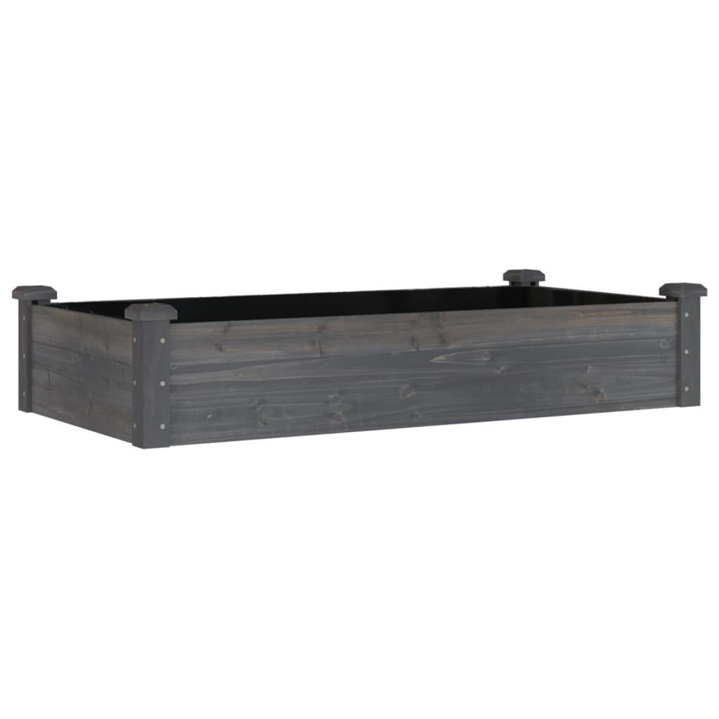 vidaXL Odlingslåda med foder grå 120x60x25 cm massivt granträ
