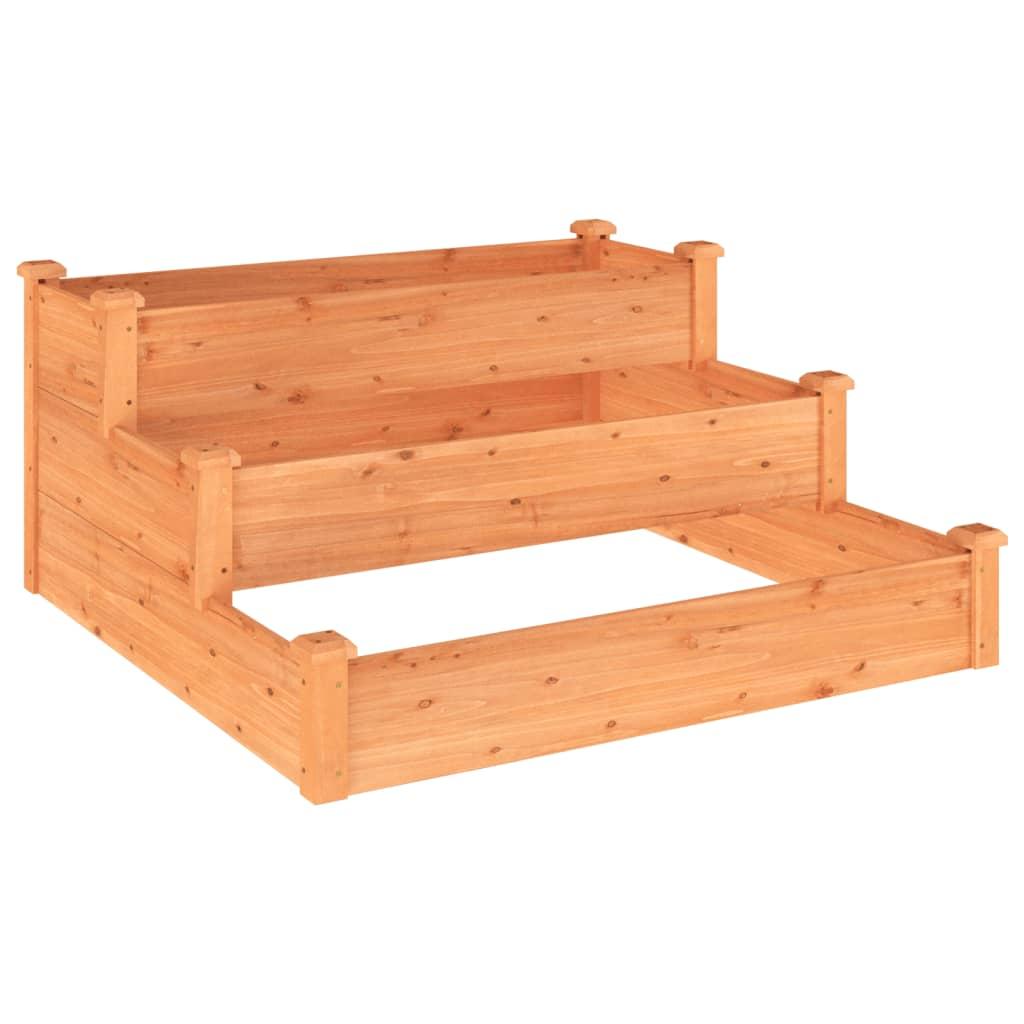 vidaXL Odlingslåda upphöjd brun 120x120x56 cm massivt granträ