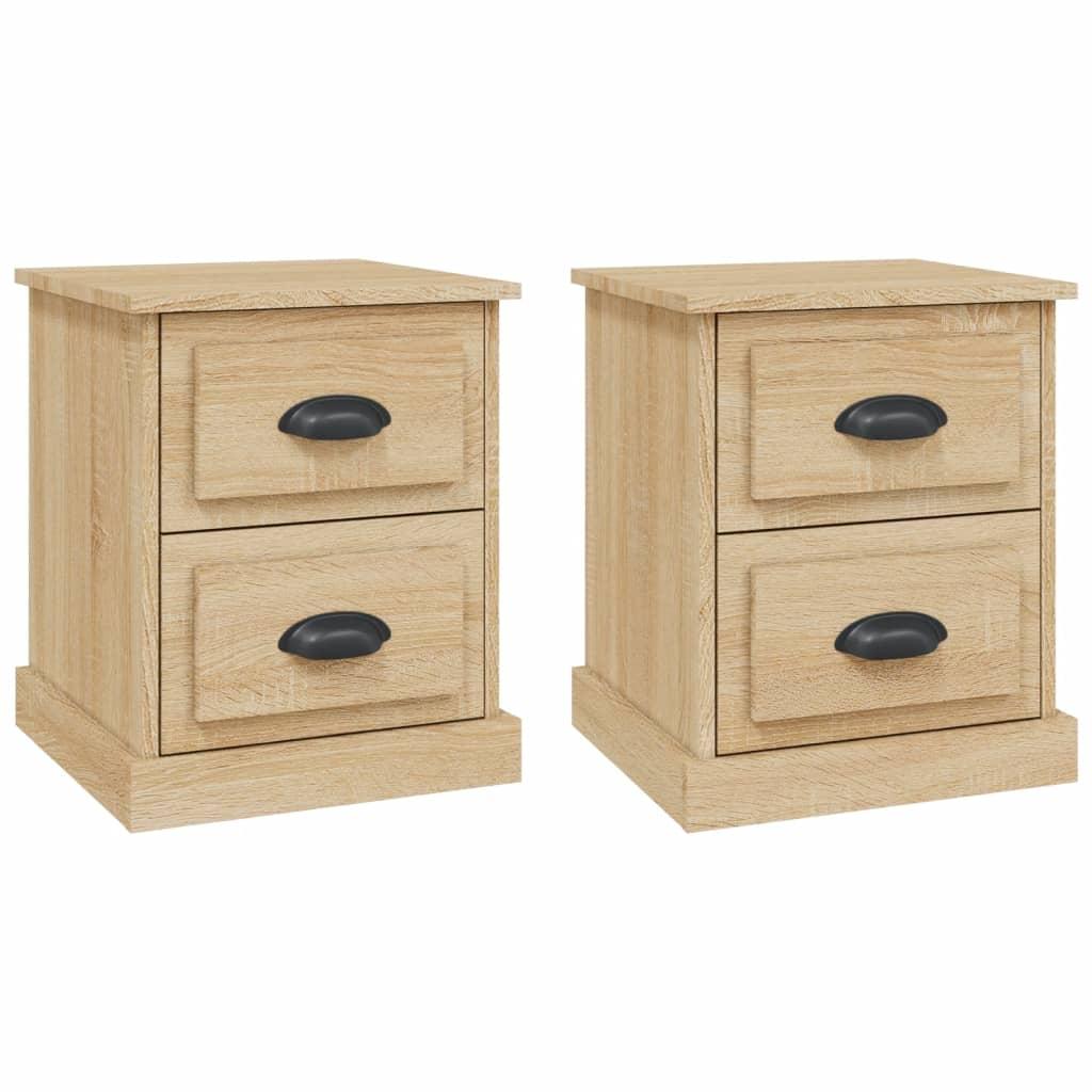 vidaXL Sängbord 2 st sonoma-ek 39x39x47,5 cm konstruerat trä