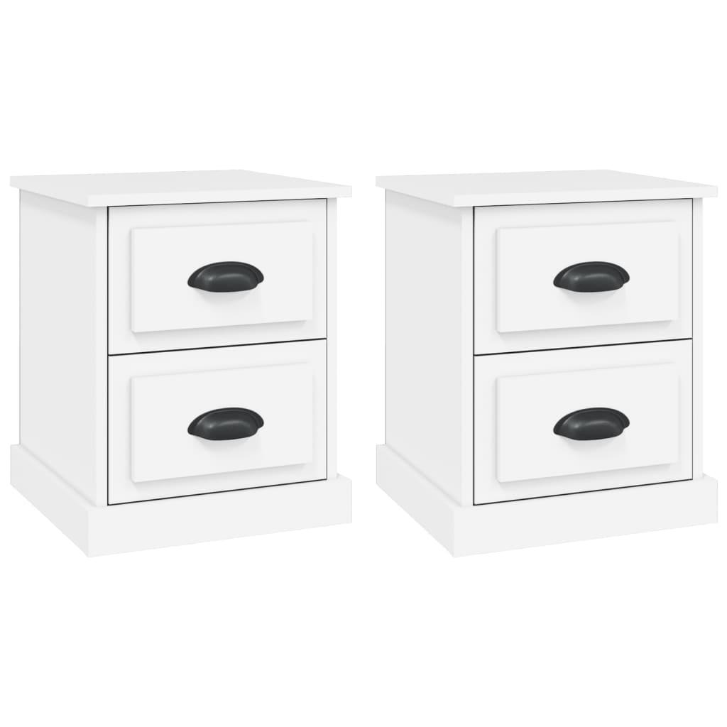 vidaXL Sängbord 2 st vit 39x39x47,5 cm konstruerat trä