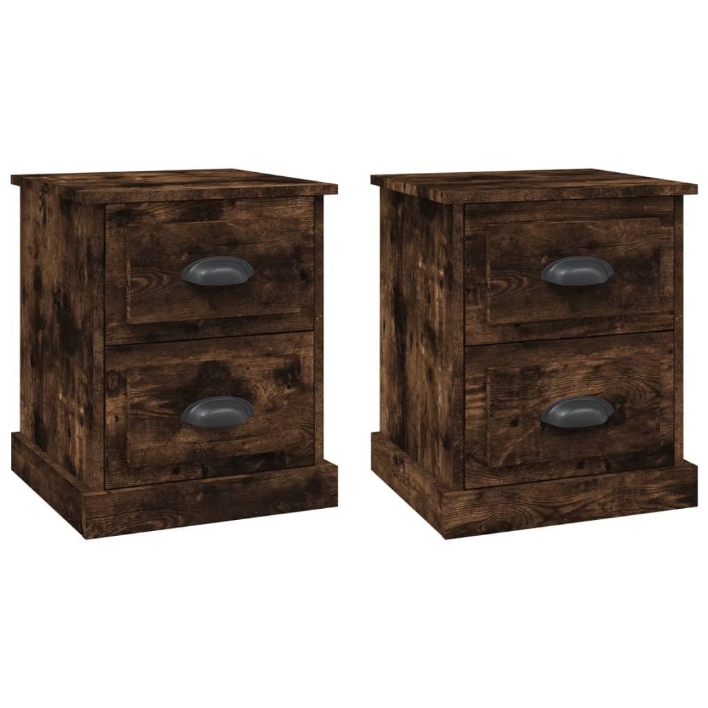 vidaXL Sängbord 2 st rökfärgad ek 39x39x47,5 cm konstruerat trä