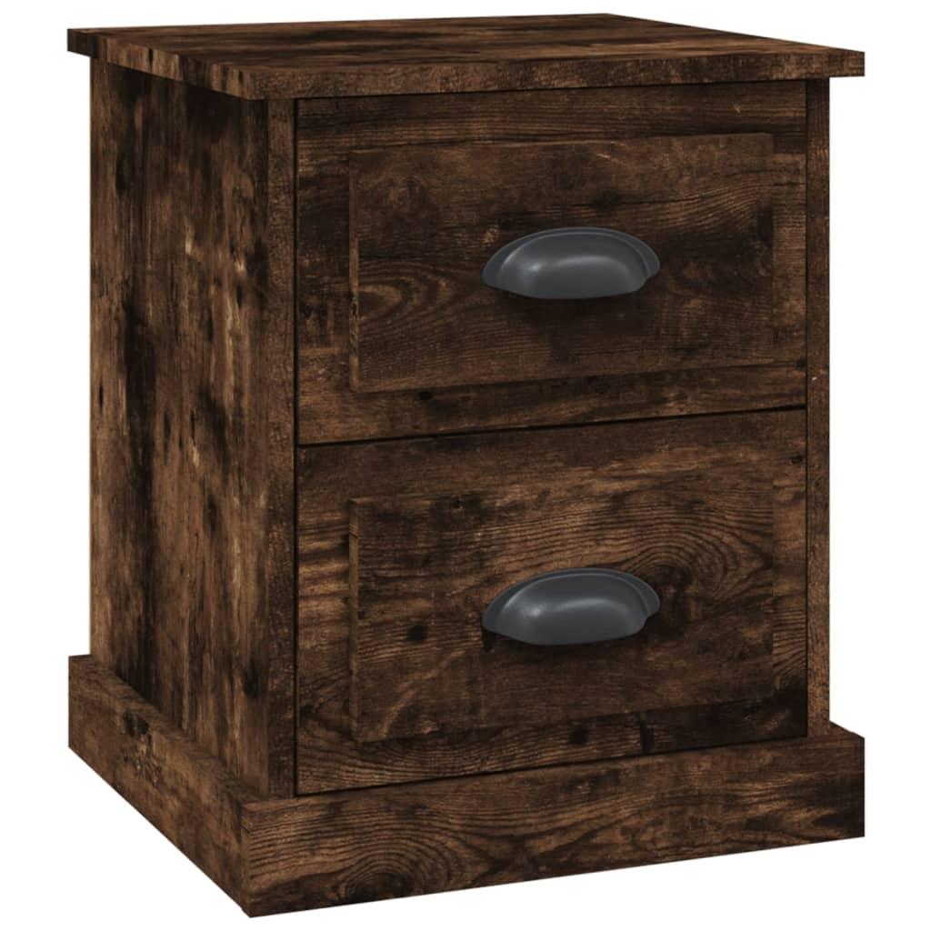 vidaXL Sängbord rökfärgad ek 39x39x47,5 cm konstruerat trä