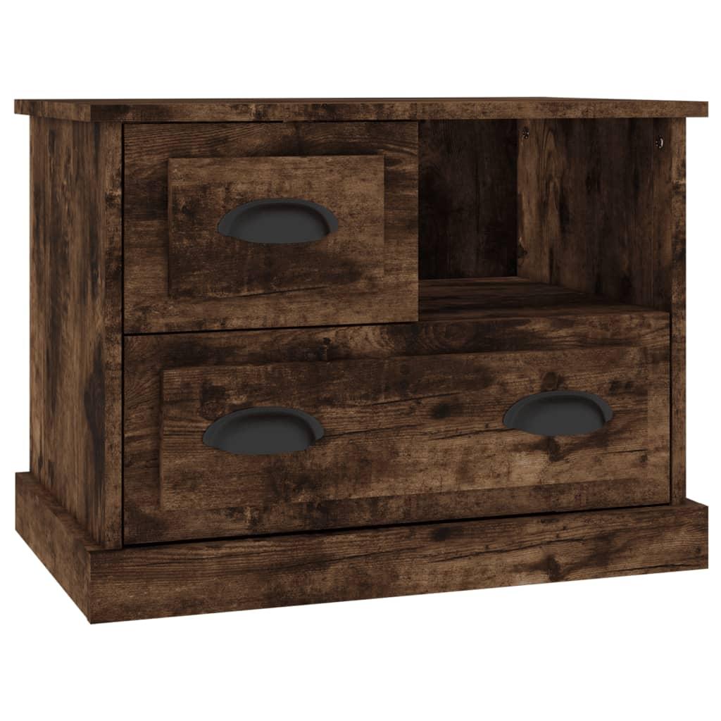 vidaXL Sängbord rökfärgad ek 60x39x45 cm