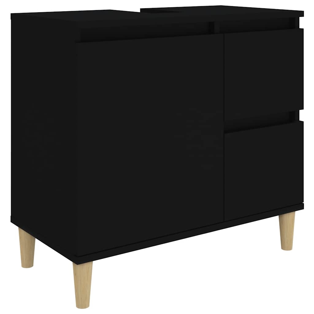 vidaXL Badrumsskåp svart 65x33x60 cm konstruerat trä
