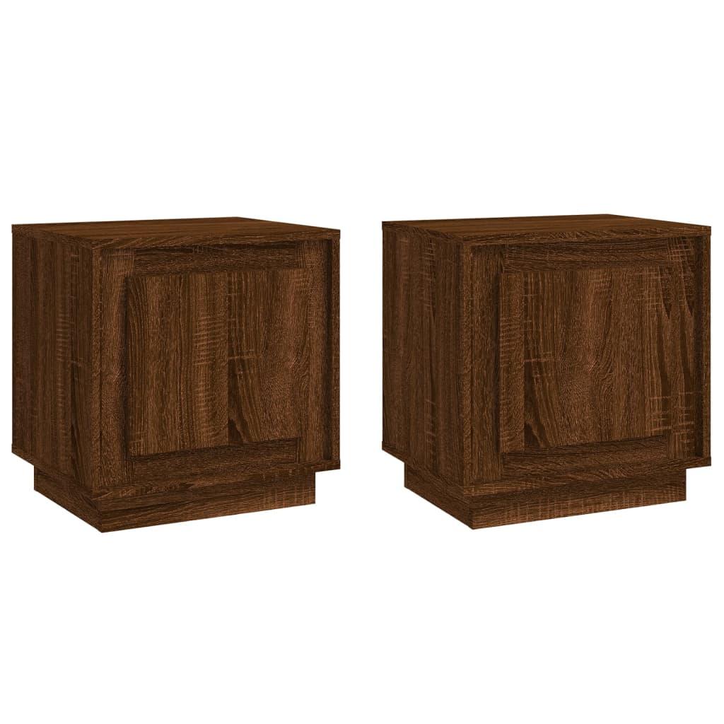 vidaXL Sängbord 2 st rökfärgad brun ek 44x35x45 cm konstruerat trä