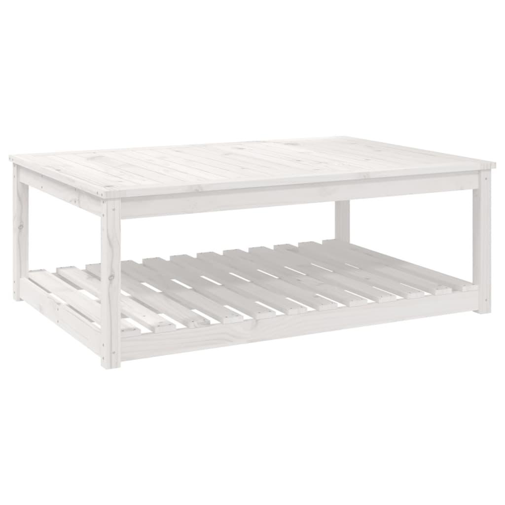 vidaXL Trädgårdsbord vit 121x82,5x45 cm massiv furu