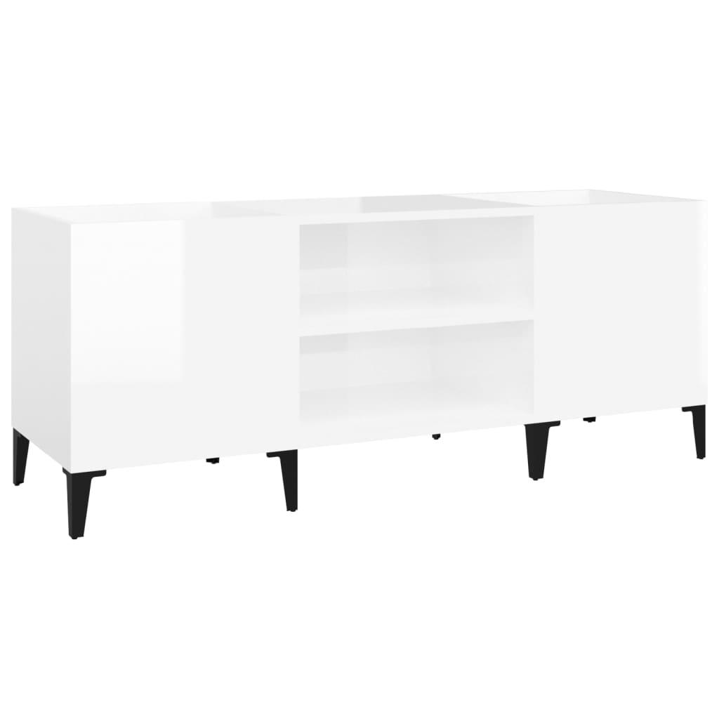vidaXL Stereobänk vit högglans 121x38x48 cm konstruerat trä