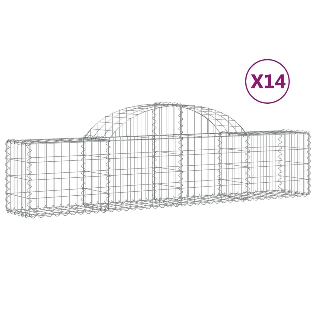 vidaXL Gabion bågformad 14 st 200x30x40/60 cm galvaniserat järn