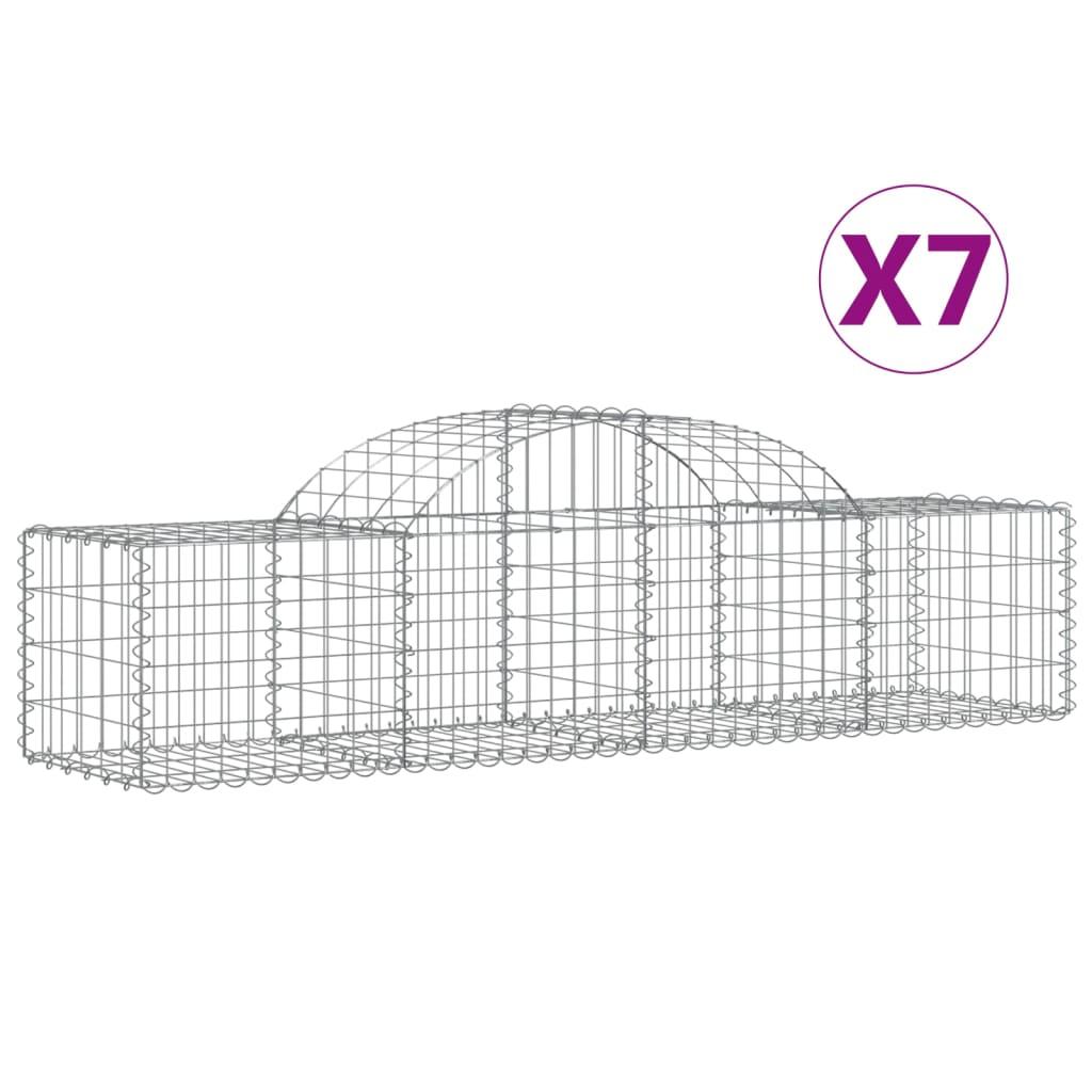 vidaXL Gabioner bågformade 7 st 200x50x40/60 cm galvaniserat järn