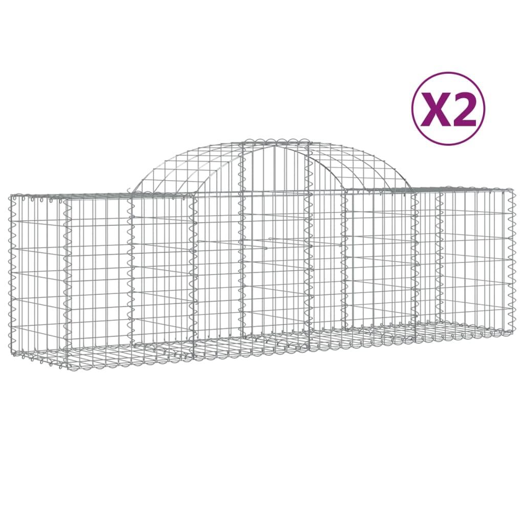 vidaXL Gabioner bågformade 2 st 200x50x60/80 cm galvaniserat järn