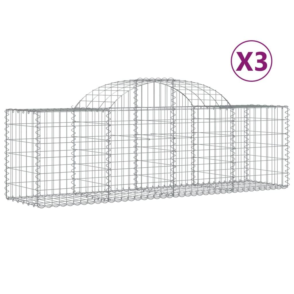 vidaXL Gabioner bågformade 3 st 200x50x60/80 cm galvaniserat järn