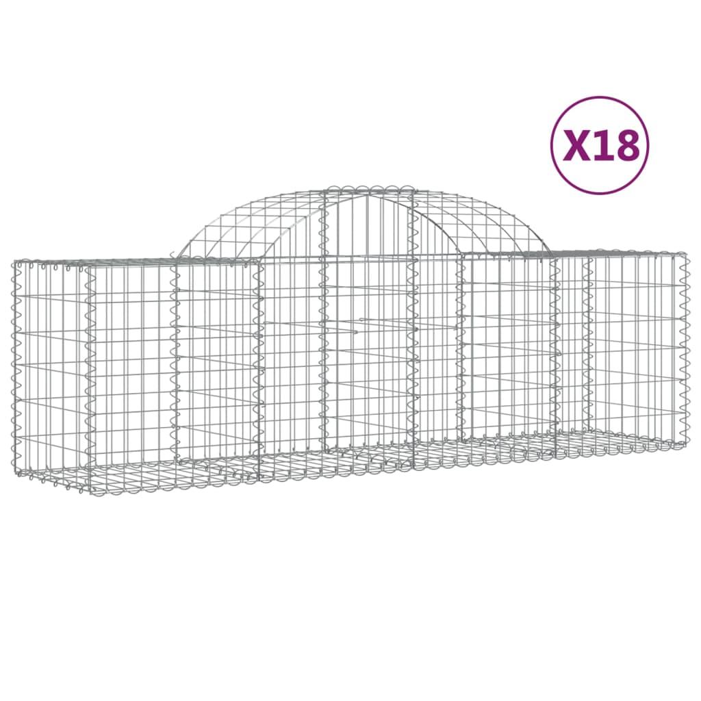 vidaXL Gabioner bågformade 18 st 200x50x60/80 cm galvaniserat järn