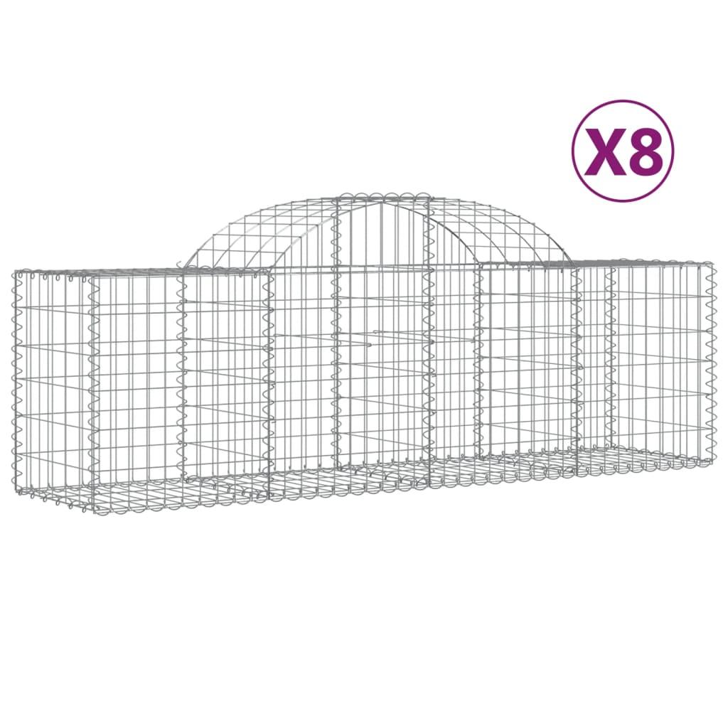 vidaXL Gabioner bågformade 8 st 200x50x60/80 cm galvaniserat järn