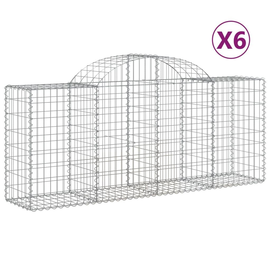 vidaXL Gabioner bågformade 6 st 200x50x80/100 cm galvaniserat järn