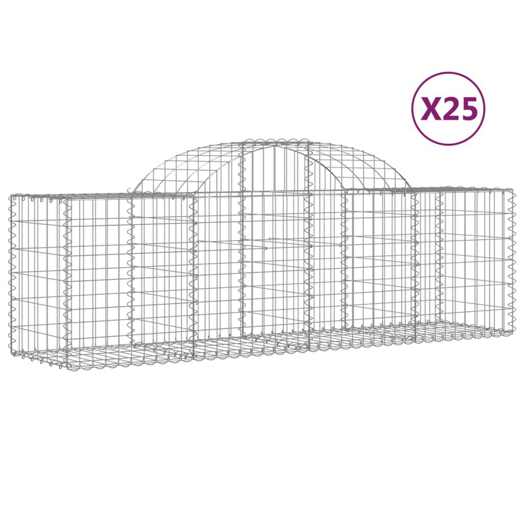 vidaXL Gabioner bågformade 25 st 200x50x60/80 cm galvaniserat järn