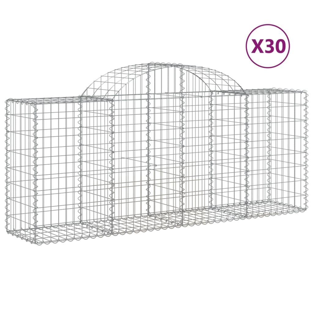 vidaXL Gabioner bågformade 30 st 200x50x80/100 cm galvaniserat järn