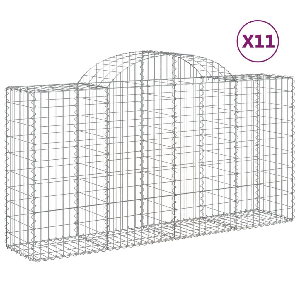 vidaXL Gabioner bågformade 11 st 200x50x100/120 cm galvaniserat järn