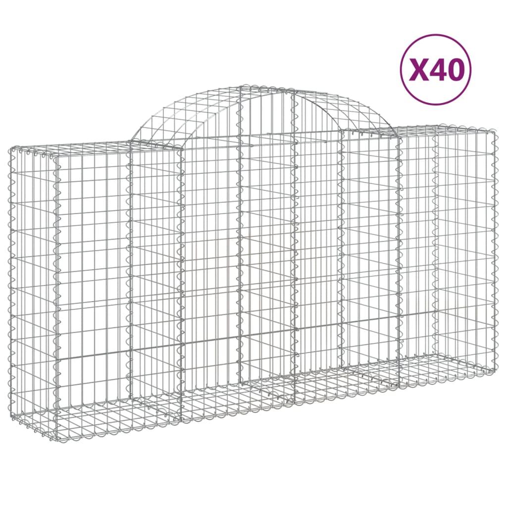 vidaXL Gabioner bågformade 40 st 200x50x100/120 cm galvaniserat järn