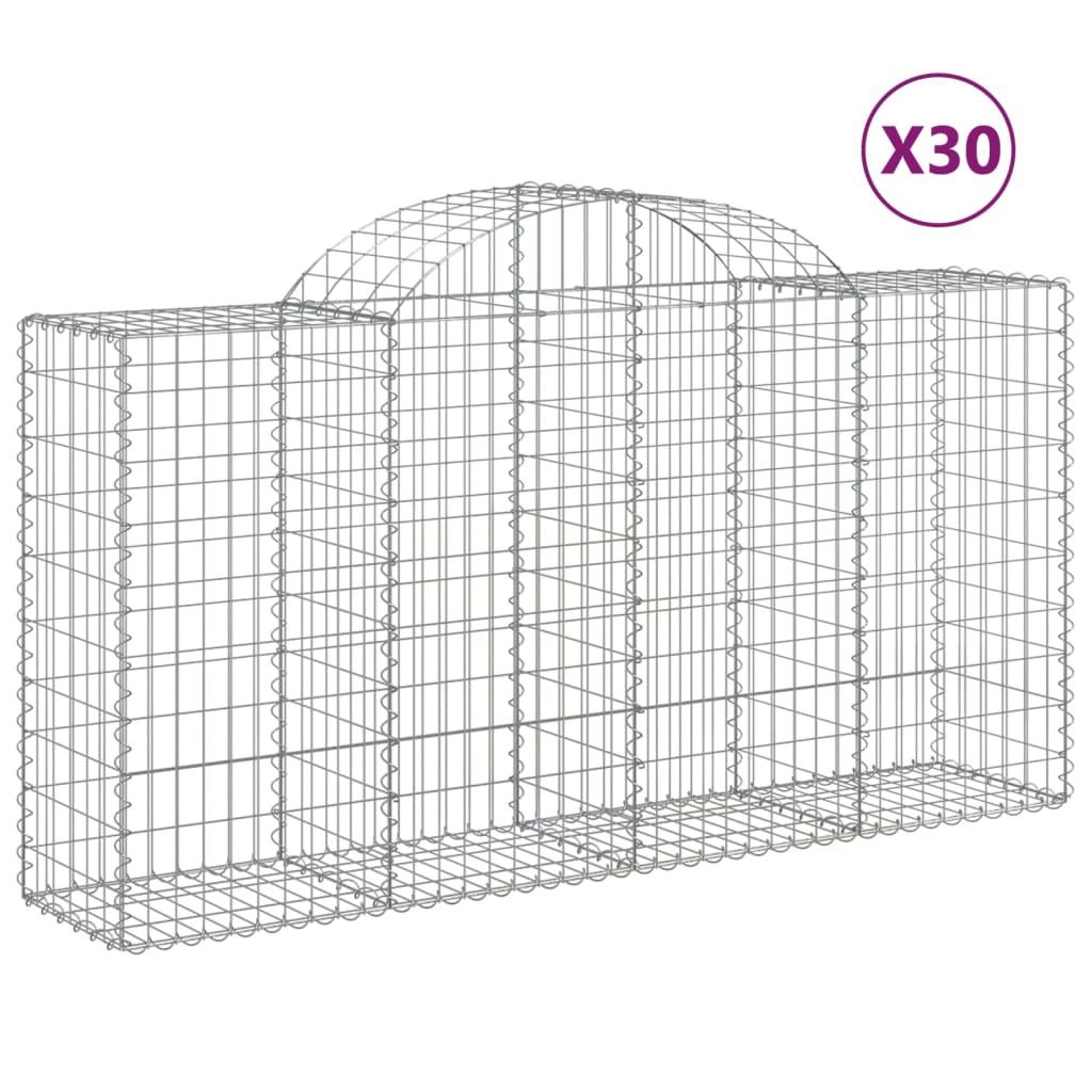 vidaXL Gabioner bågformade 30 st 200x50x100/120 cm galvaniserat järn