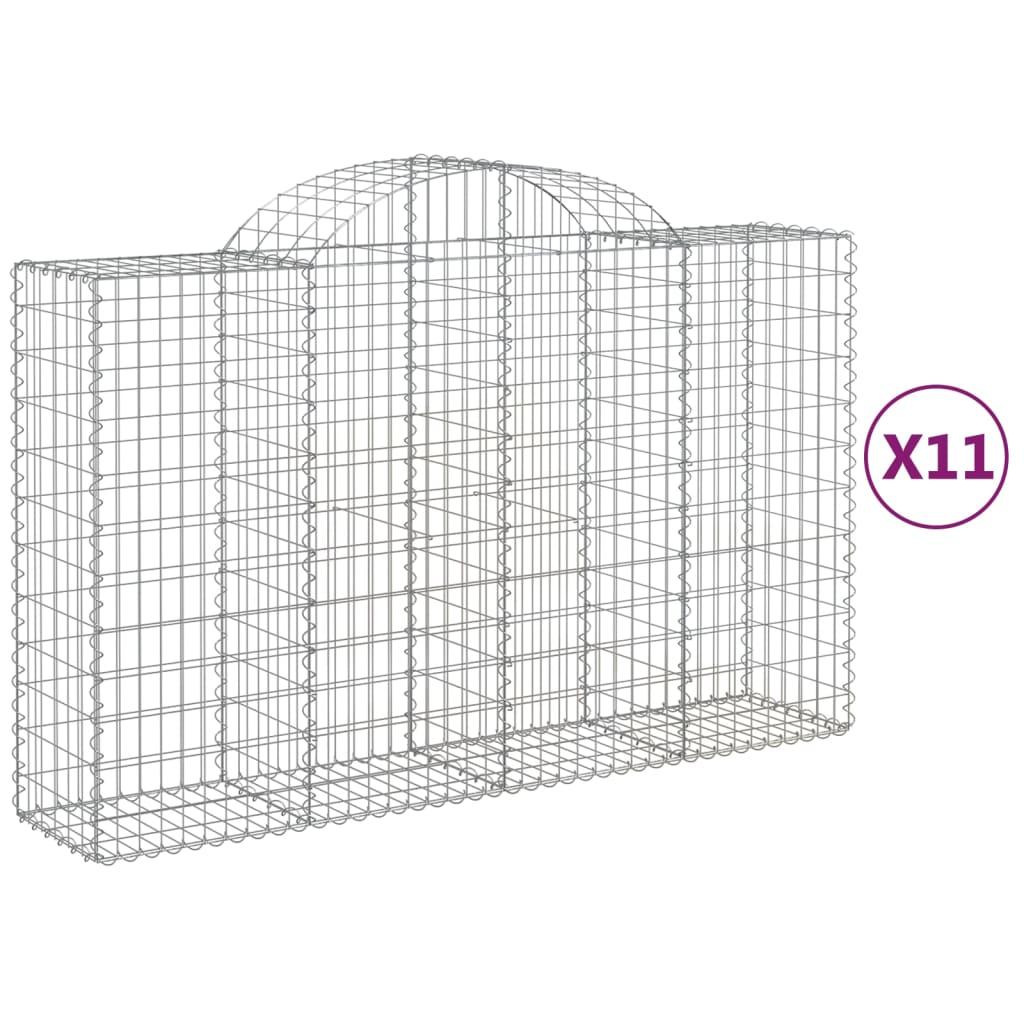 vidaXL Gabioner bågformade 11 st 200x50x120/140 cm galvaniserat järn