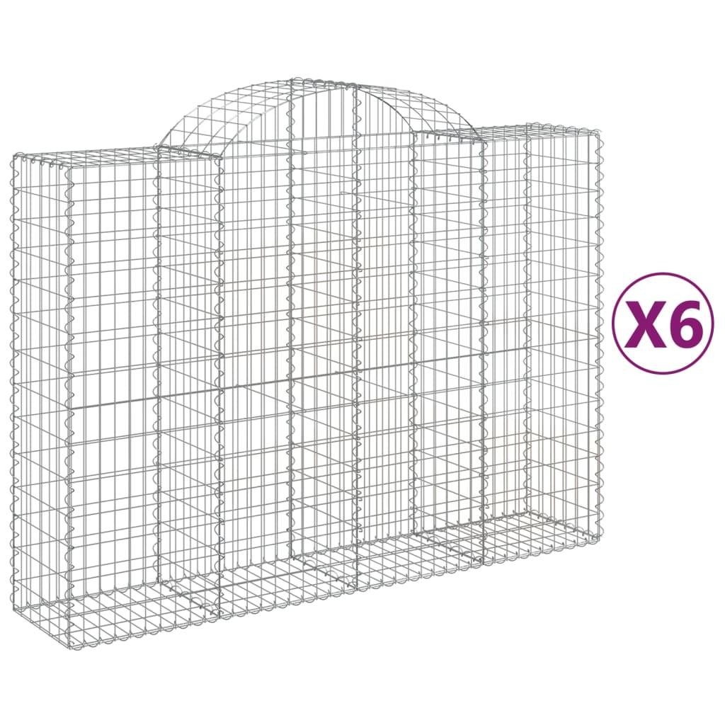 vidaXL Gabioner bågformade 6 st 200x50x140/160 cm galvaniserat järn