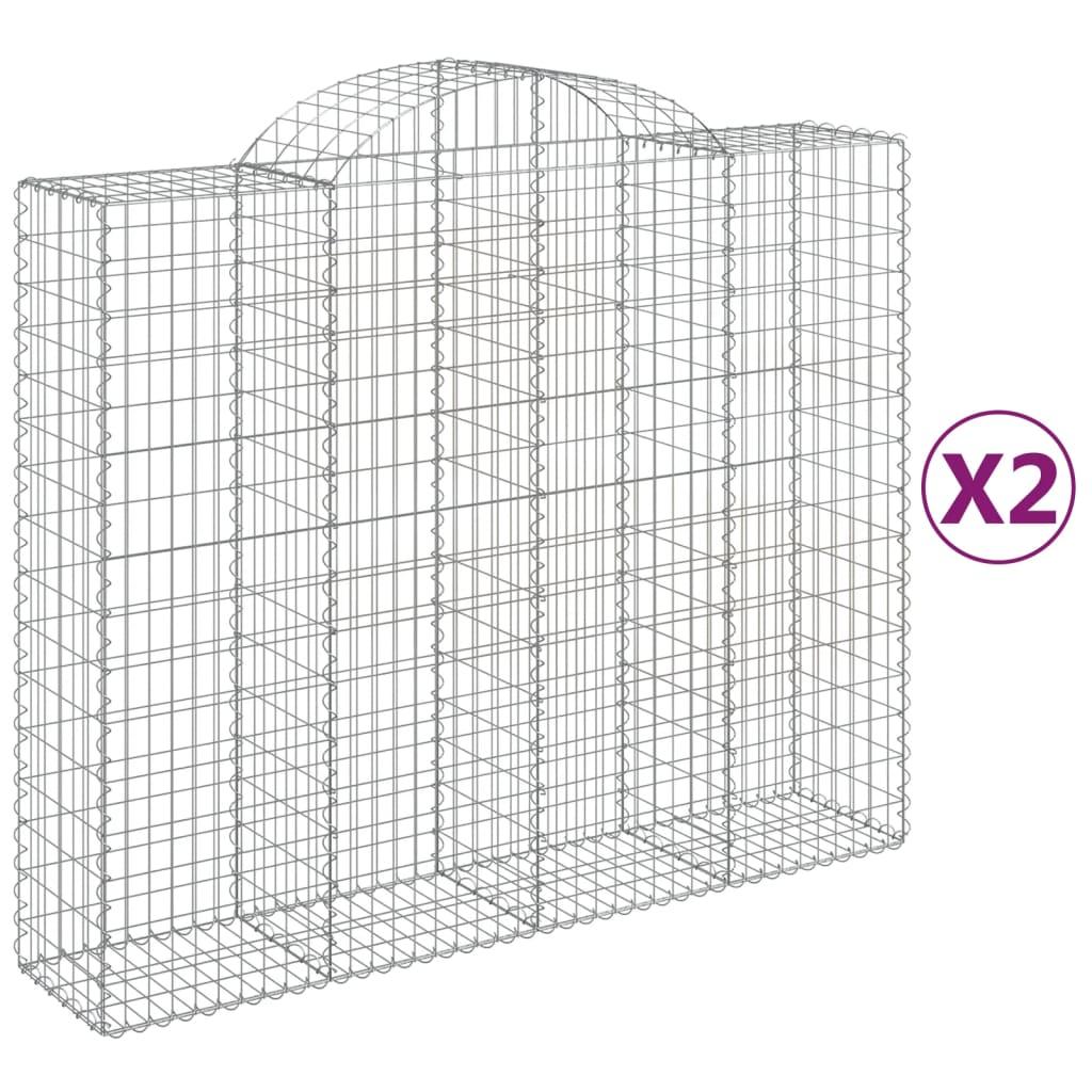 vidaXL Gabioner bågformade 2 st 200x50x160/180 cm galvaniserat järn