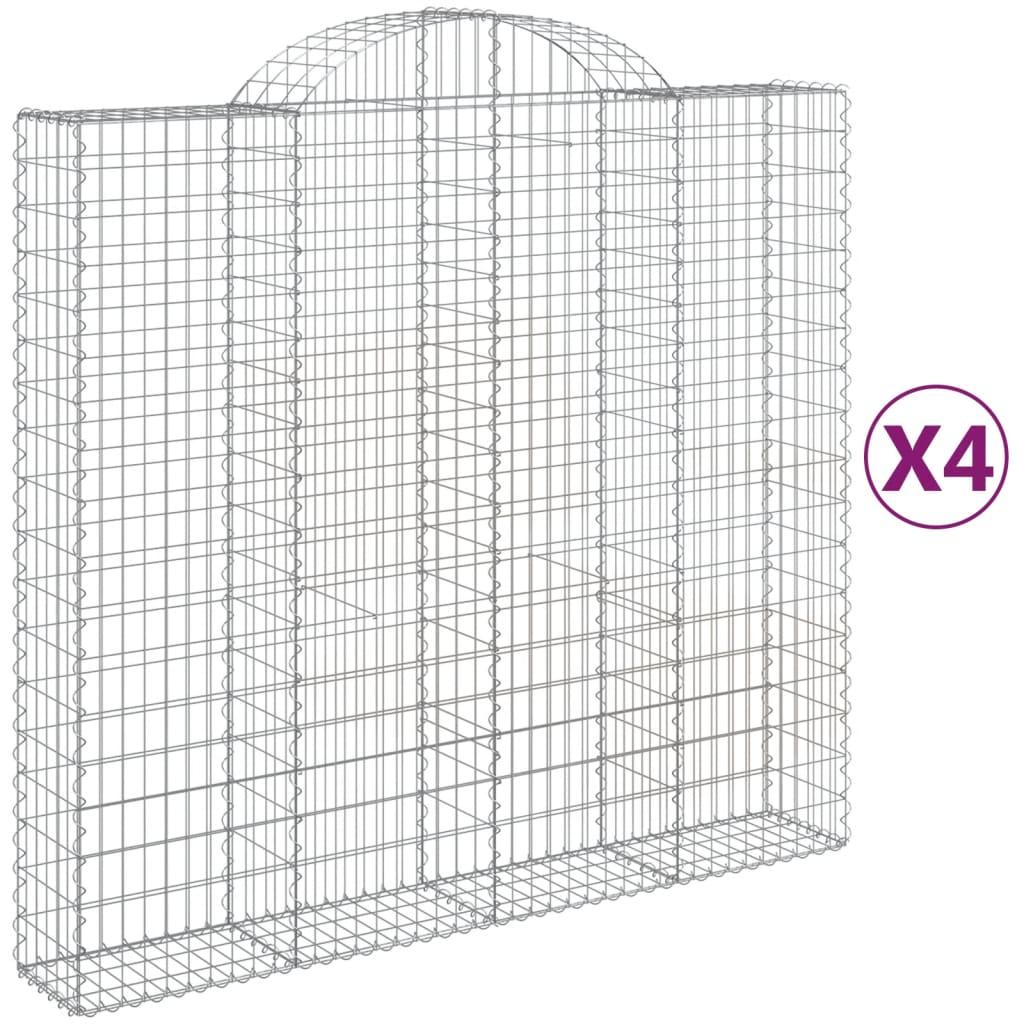 vidaXL Gabioner bågformade 4 st 200x50x180/200 cm galvaniserat järn