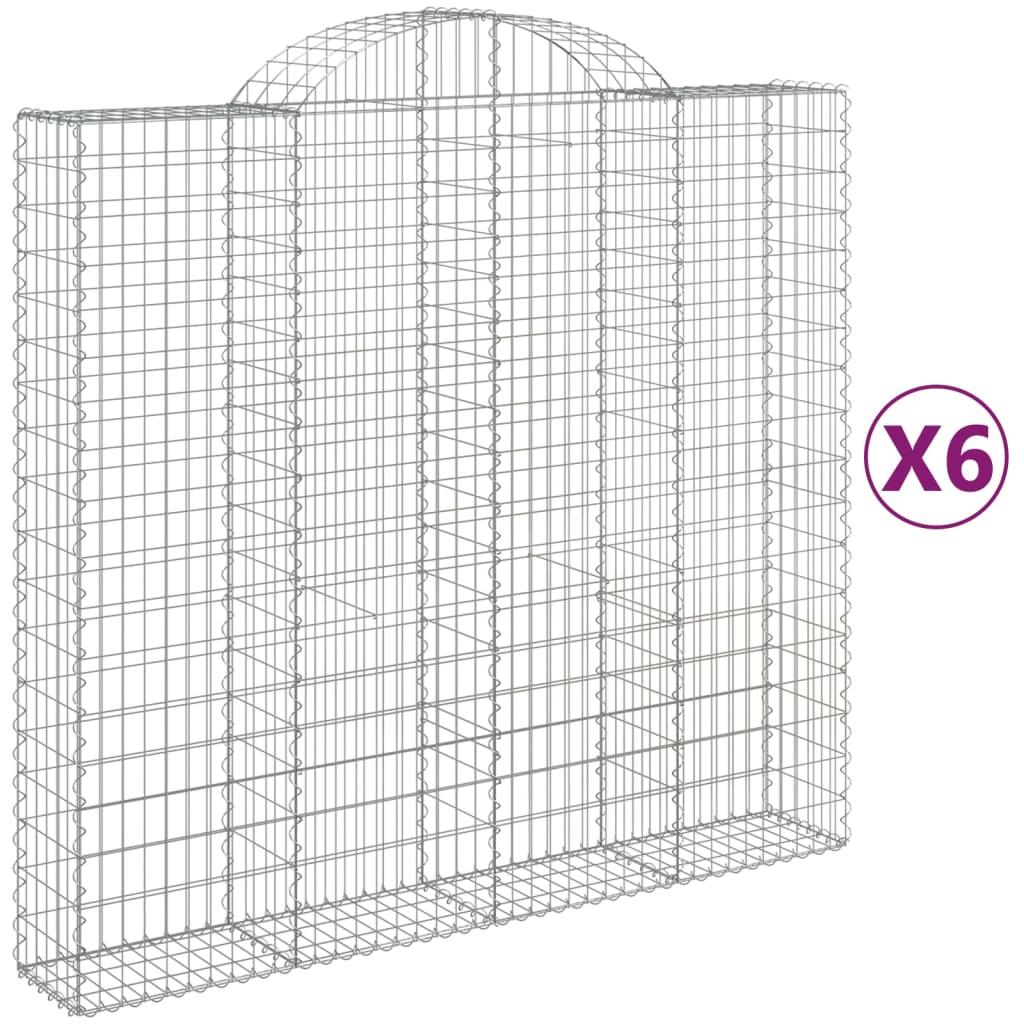 vidaXL Gabioner bågformade 6 st 200x50x180/200 cm galvaniserat järn