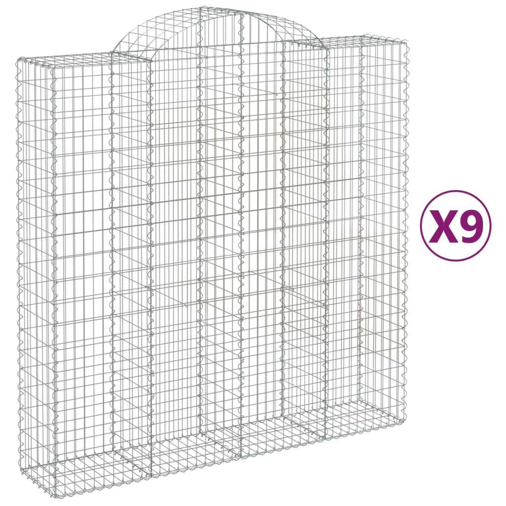 vidaXL Gabioner bågformade 9 st 200x50x200/220 cm galvaniserat järn
