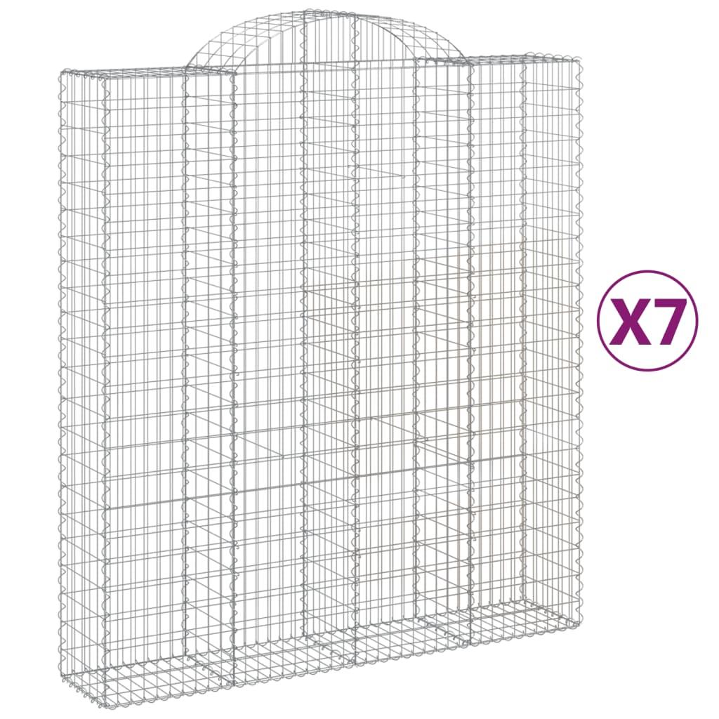 vidaXL Gabioner bågformade 7 st 200x50x220/240 cm galvaniserat järn