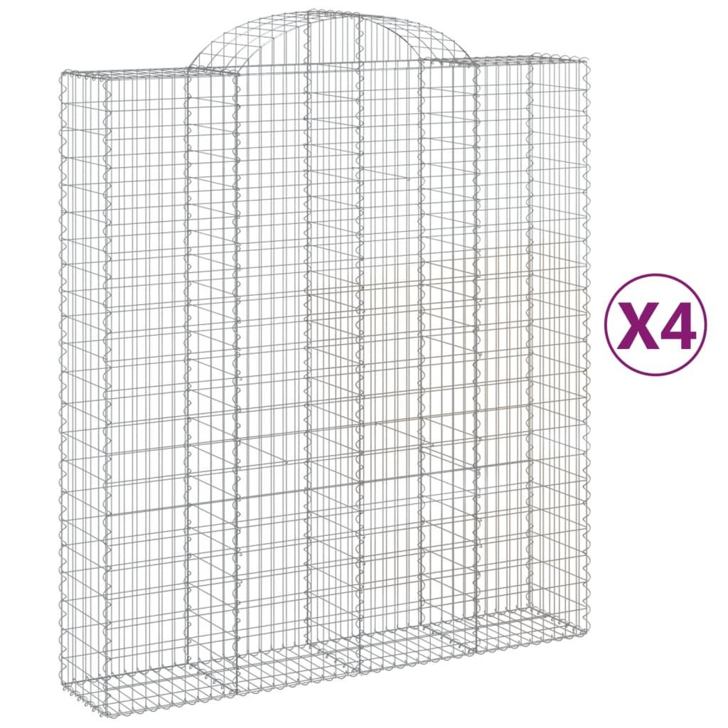 vidaXL Gabioner bågformade 4 st 200x50x220/240 cm galvaniserat järn