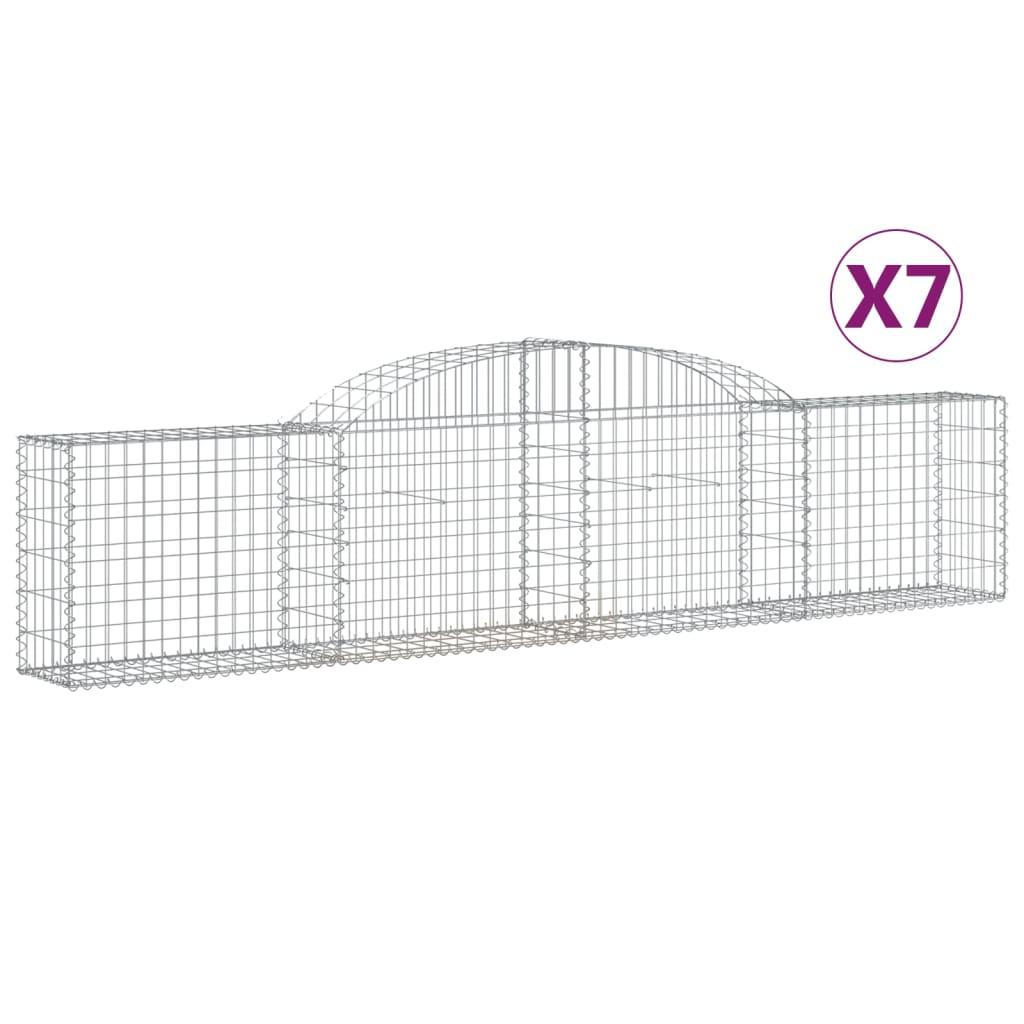 vidaXL Gabioner bågformade 7 st 300x30x60/80 cm galvaniserat järn