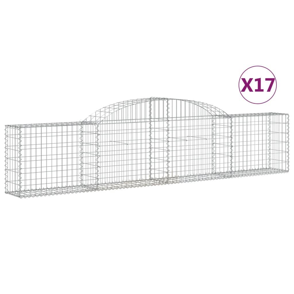 vidaXL Gabioner bågformade 17 st 300x30x60/80 cm galvaniserat järn