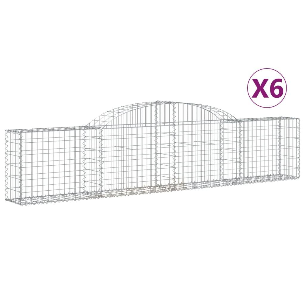 vidaXL Gabioner bågformade 6 st 300x30x60/80 cm galvaniserat järn