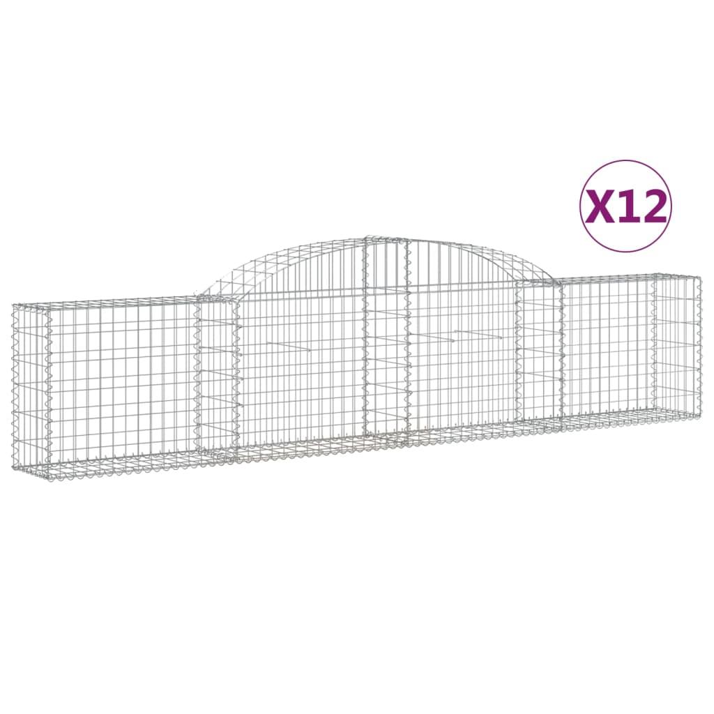 vidaXL Gabioner bågformade 12 st 300x30x60/80 cm galvaniserat järn