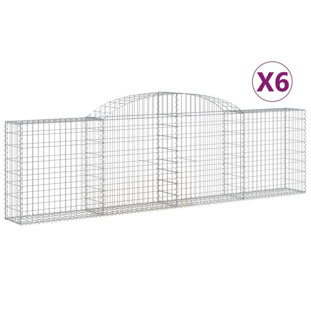 vidaXL Gabioner bågformade 6 st 300x30x80/100 cm galvaniserat järn