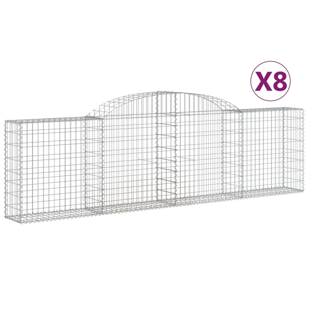 vidaXL Gabioner bågformade 8 st 300x30x80/100 cm galvaniserat järn