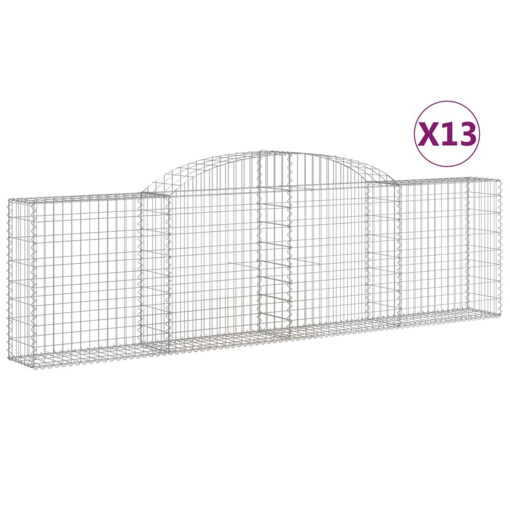 vidaXL Gabioner bågformade 13 st 300x30x80/100 cm galvaniserat järn