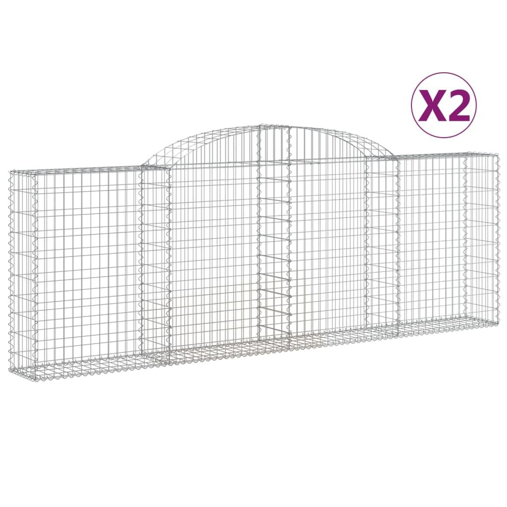 vidaXL Gabioner bågformade 2 st 300x30x100/120 cm galvaniserat järn