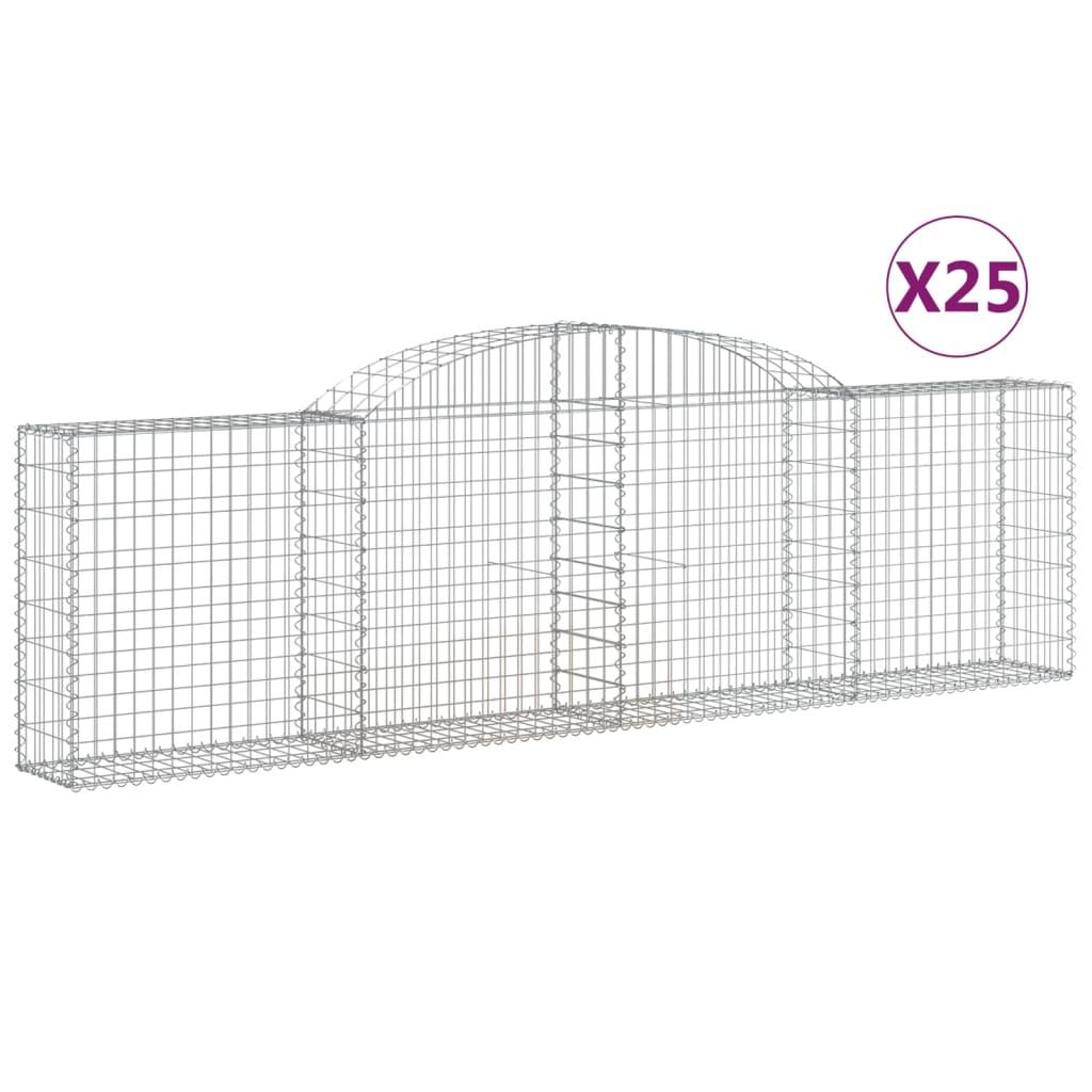 vidaXL Gabioner bågformade 25 st 300x30x80/100 cm galvaniserat järn