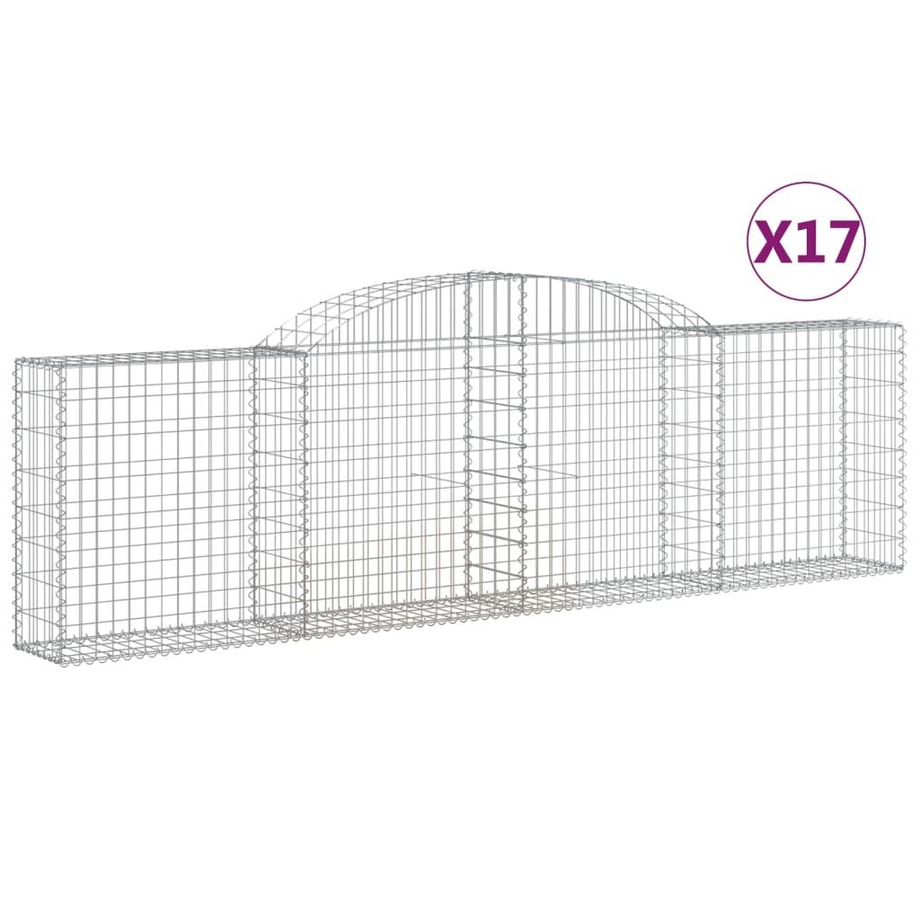 vidaXL Gabioner bågformade 17 st 300x30x80/100 cm galvaniserat järn