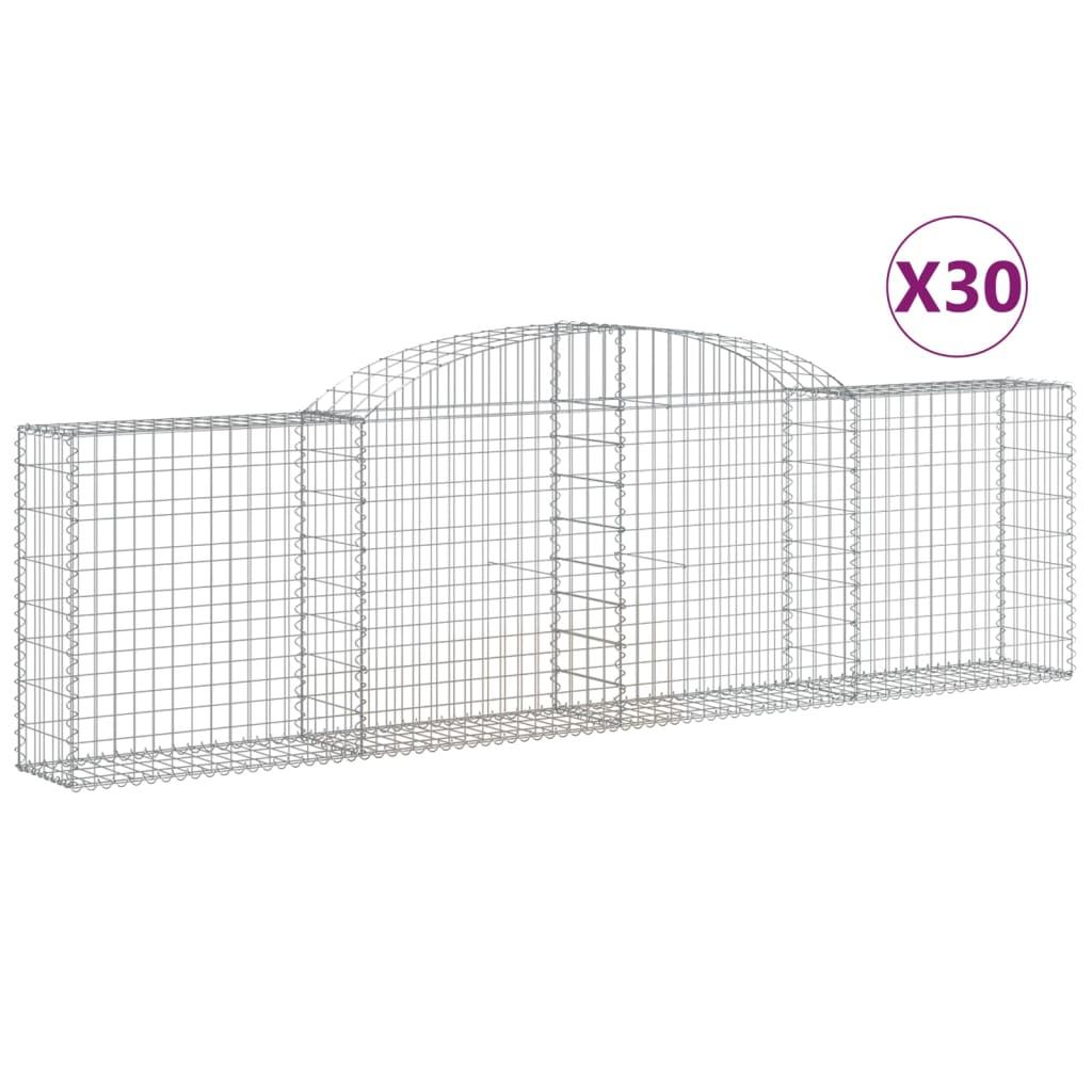 vidaXL Gabioner bågformade 30 st 300x30x80/100 cm galvaniserat järn