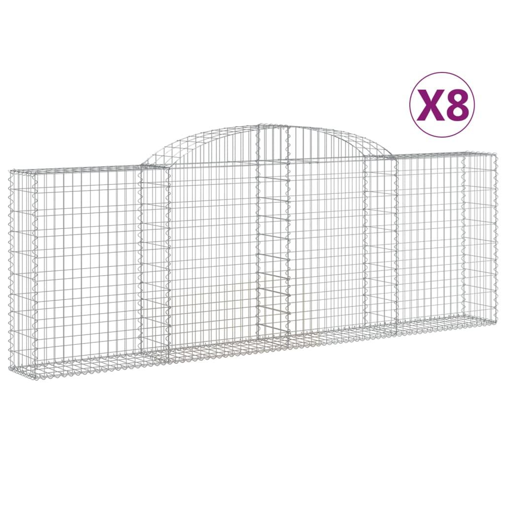 vidaXL Gabioner bågformade 8 st 300x30x100/120 cm galvaniserat järn
