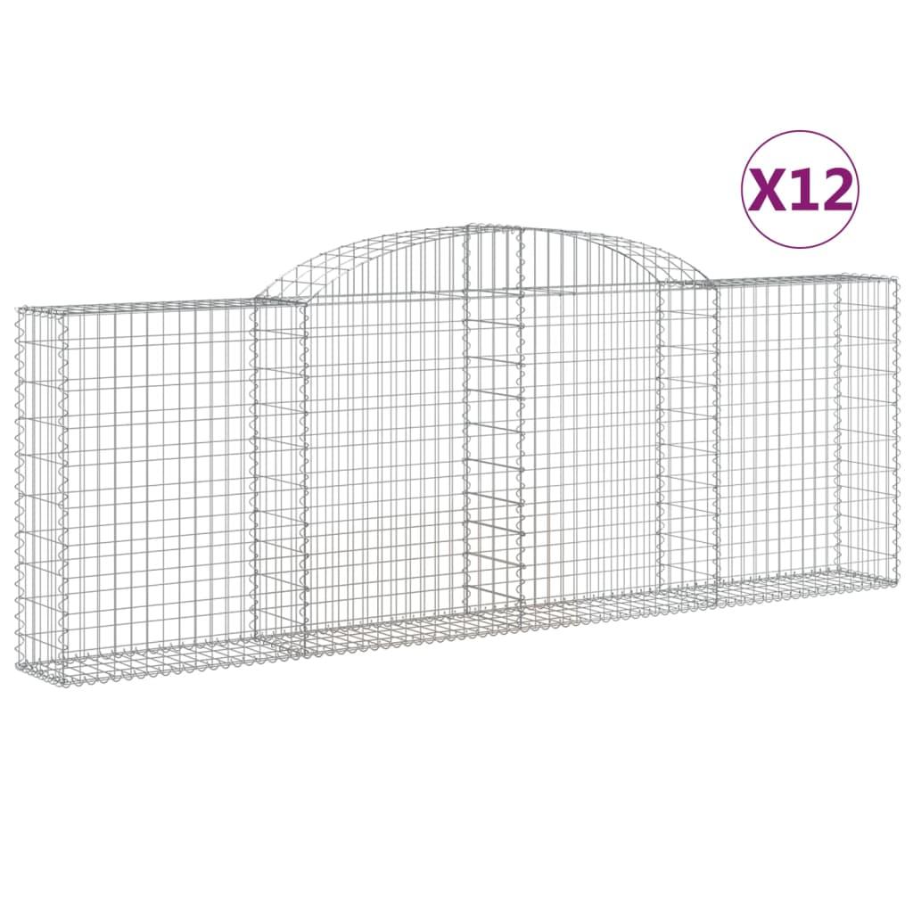 vidaXL Gabioner bågformade 12 st 300x30x100/120 cm galvaniserat järn