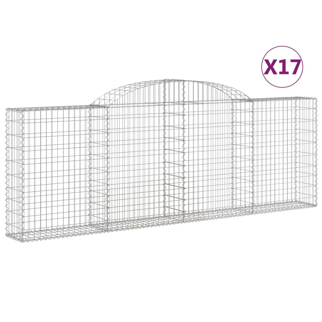 vidaXL Gabioner bågformade 17 st 300x30x100/120 cm galvaniserat järn