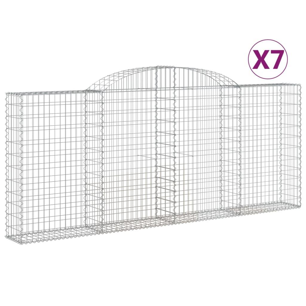 vidaXL Gabioner bågformade 7 st 300x30x120/140 cm galvaniserat järn