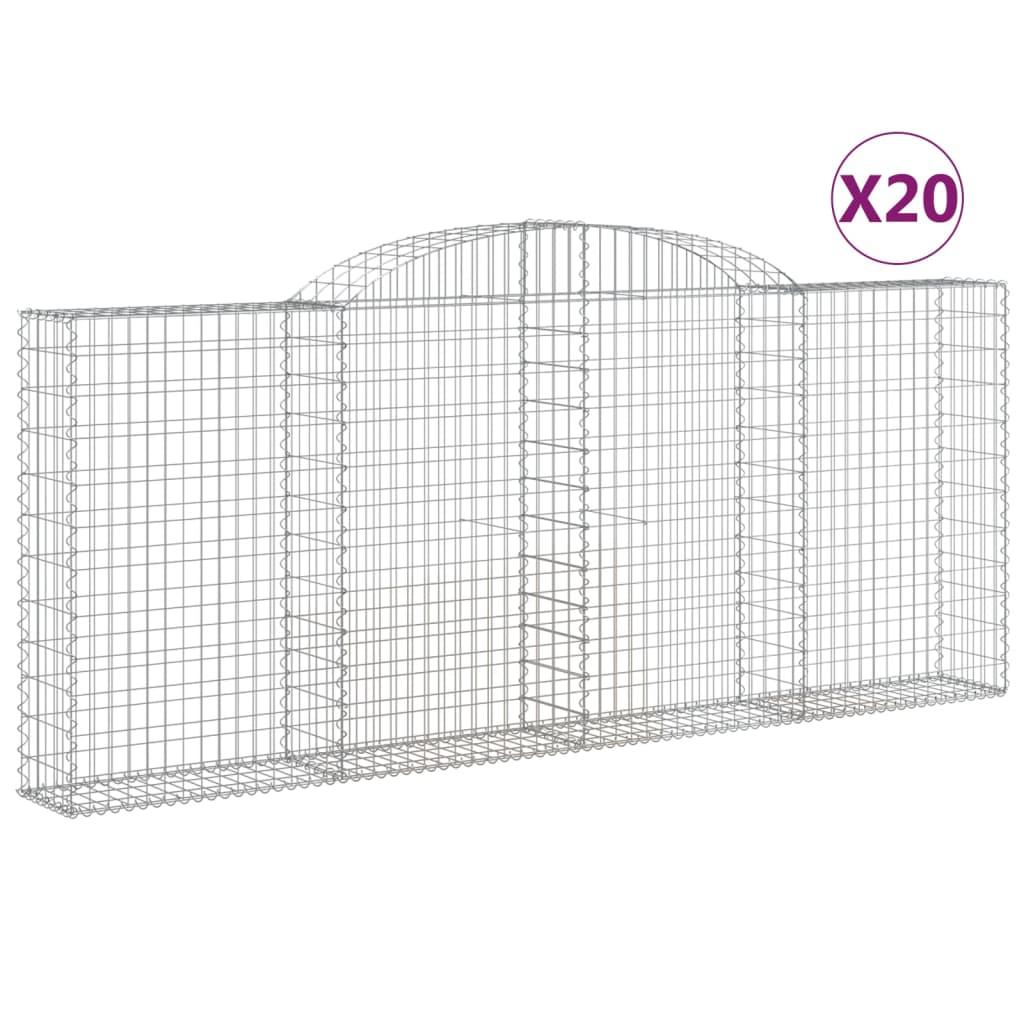 vidaXL Gabioner bågformade 20 st 300x30x120/140 cm galvaniserat järn
