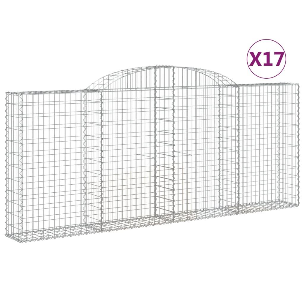 vidaXL Gabioner bågformade 17 st 300x30x120/140 cm galvaniserat järn
