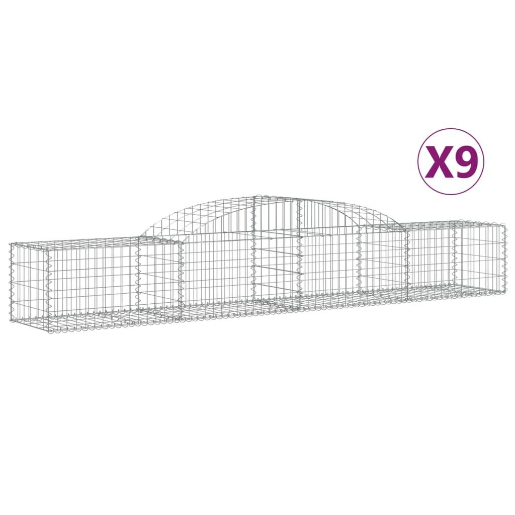 vidaXL Gabioner bågformade 9 st 300x50x40/60 cm galvaniserat järn