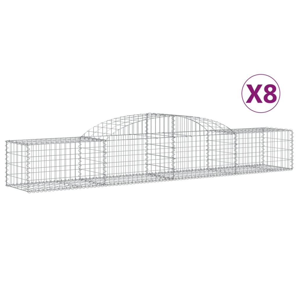vidaXL Gabioner bågformade 8 st 300x50x40/60 cm galvaniserat järn